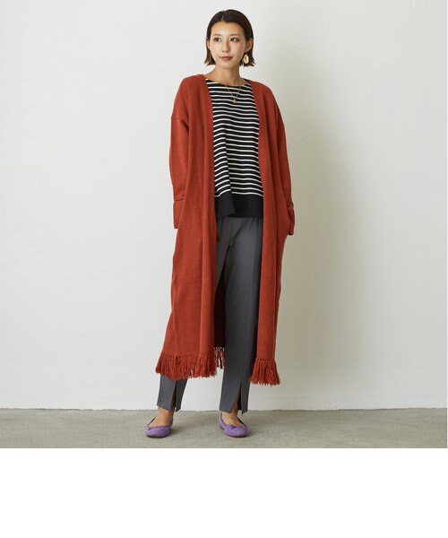 裾フリンジ ボタンレスロングカーディガン Nicole ニコル の通販 Mall