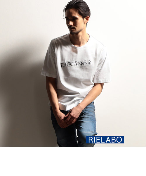 【RIELABO】ロゴデザインクルーネック半袖Tシャツ