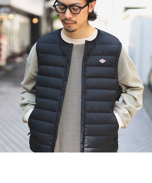 ダントン ビームス ウールモッサダウンベスト ブラック 38 DANTON