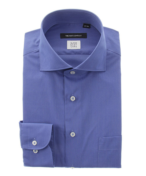 ワイシャツ／長袖／形態安定／COOL MAX／ホリゾンタルカラー／織柄／BASIC／ドレスシャツ