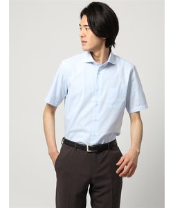 【半袖】ホリゾンタルカラードレスシャツ 織柄 〔EC・FIT〕