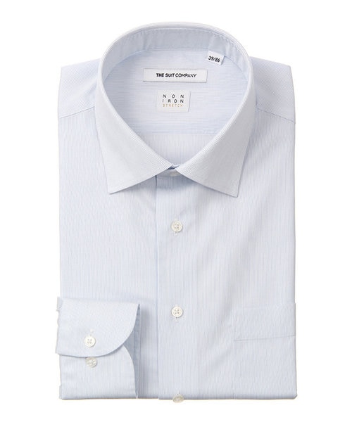 Non Iron Stretch ワイドカラードレスシャツ ストライプ Ec Fit The Suit Company ザスーツカンパニー の通販 Mall