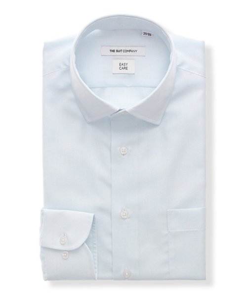 ワイシャツ／長袖／形態安定／再生繊維／ワイドカラー／織柄／FIT／ドレスシャツ