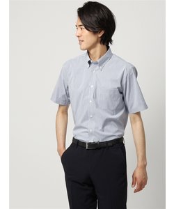 ワイシャツ／半袖／形態安定／COOL MAX／ボタンダウンカラー／ストライプ／FIT／ドレスシャツ