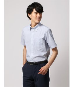 ワイシャツ／半袖／形態安定／ボタンダウンカラー／ストライプ／FIT／ドレスシャツ