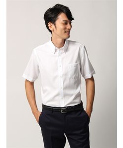 ワイシャツ／半袖／形態安定／ボタンダウンカラー／無地／FIT／ドレスシャツ