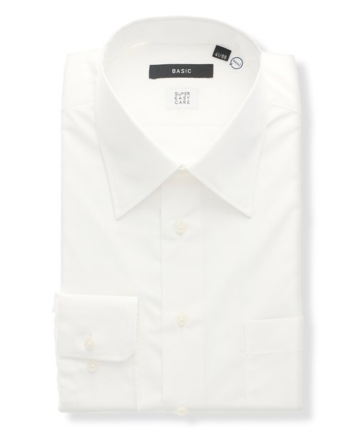ワイシャツ／長袖／形態安定／RENU／レギュラーカラー／無地／BASIC／ドレスシャツ
