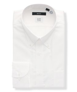 ワイシャツ／長袖／形態安定／RENU／ボタンダウンカラー／織柄／BASIC／ドレスシャツ