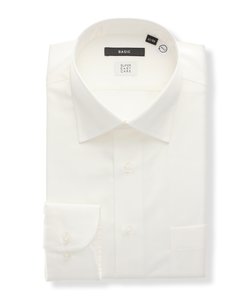 ワイシャツ／長袖／形態安定／RENU／ワイドカラー／織柄／BASIC／ドレスシャツ