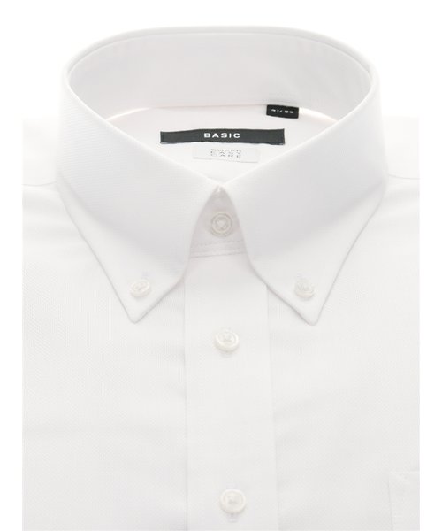 ワイシャツ／長袖／形態安定／ボタンダウンカラー／織柄／BASIC