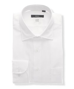 ワイシャツ／長袖／形態安定／ワイドカラー／織柄／BASIC／ドレスシャツ