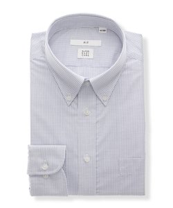 ワイシャツ／長袖／形態安定／再生繊維／ボタンダウンカラー／チェック／FIT／ドレスシャツ