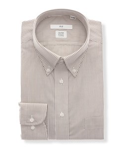 ワイシャツ／長袖／形態安定／再生繊維／ボタンダウンカラー／ストライプ／FIT／ドレスシャツ