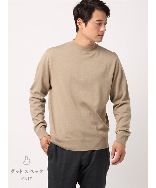 グッドスペックKNIT／モックネックニット／長袖／ウォッシャブル／毛混