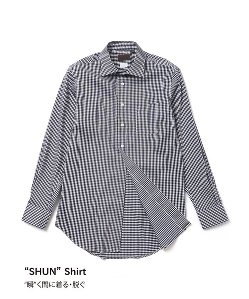 SHUNシャツ／長袖／ノンアイロンストレッチ／ワイドカラー／BASIC／ドレスシャツ