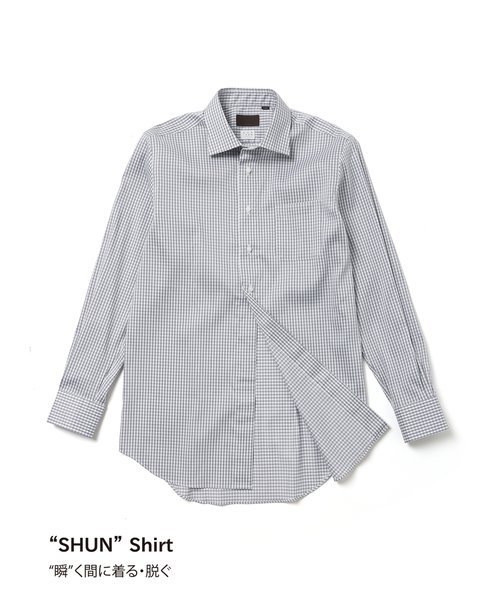 SHUNシャツ／長袖／ノンアイロンストレッチ／ワイドカラー／BASIC／ドレスシャツ