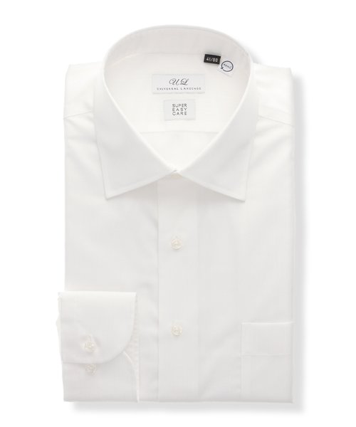 ワイシャツ／長袖／形態安定／ストレッチ／RENU／ワイドカラー／BASIC／ドレスシャツ