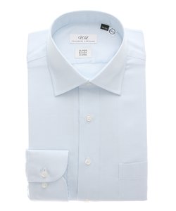 ワイシャツ／長袖／形態安定／RENU／ワイドカラー／織柄／BASIC／ドレスシャツ