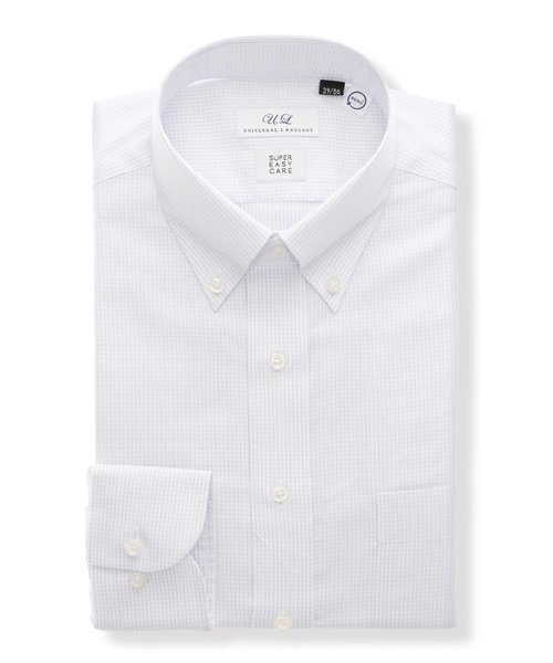 ワイシャツ／長袖／形態安定／RENU／ボタンダウンカラー／ストライプ／BASIC／ドレスシャツ