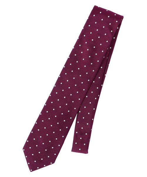 安い最新品ネクタイ シルク 赤 ドット 小物