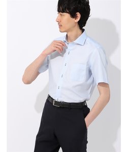 ワイシャツ／半袖／形態安定／COOL MAX／ホリゾンタルカラー／織柄／FIT／ドレスシャツ