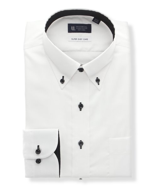 ワイシャツ／長袖／形態安定／COOL MAX／ボタンダウンカラー／織柄／BASIC／ドレスシャツ