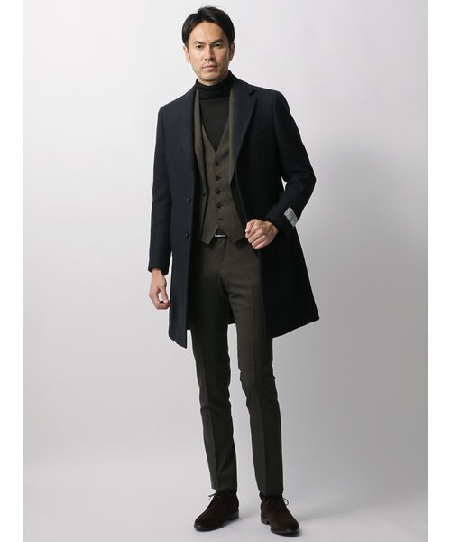 ジョルジオアルマーニ　ロングコート　チェスター　ヘリンボーン　黒　ウール　42 4105023n0049_1.jpg