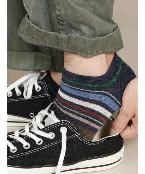メンズ 限定マルチボーダースニーカー用ソックス タビオ Tabio の通販 Mall