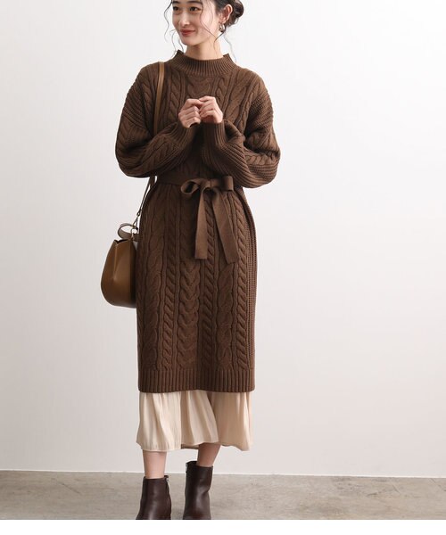 Web限定 ベルト付きニットワンピース Vis ビス の通販 Mall