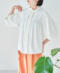 【洗える】KAMAKURA SHIRTコラボレーションフリルボウタイブラウス