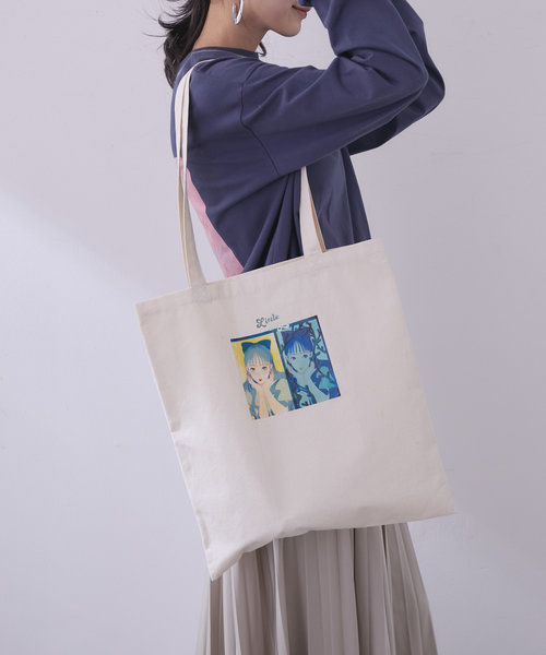 【WEB限定】【コラボ】ミチ＆藍にいなイラストプリントキャンバスエコバッグ