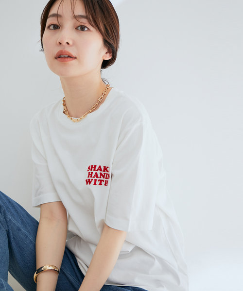 オーガニックコットンゆらゆらPOPな刺繍ロゴTシャツ【susutainable】