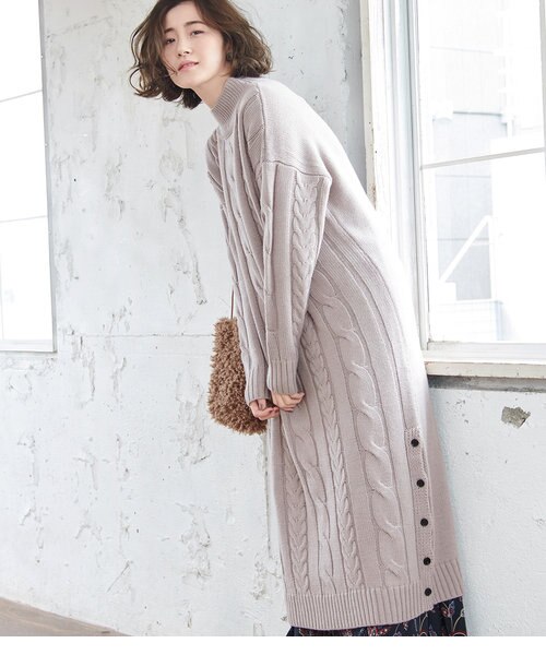 人気のファッショントレンド 最新ケーブル 編み ワンピース