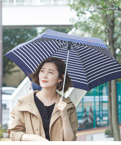 【晴雨兼用】ハート刺繍ボーダーアンブレラ