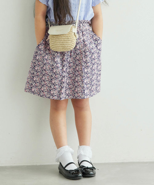 【KIDS】セットアップ対応/小花インパンツ付きスカート