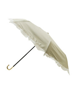 【Wpc.】晴雨兼用/遮光オーガンジーフリルチェック折りたたみ傘