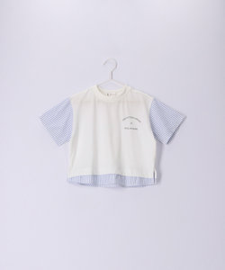 【KIDS】UNISEX袖ストライプドッキングTシャツ