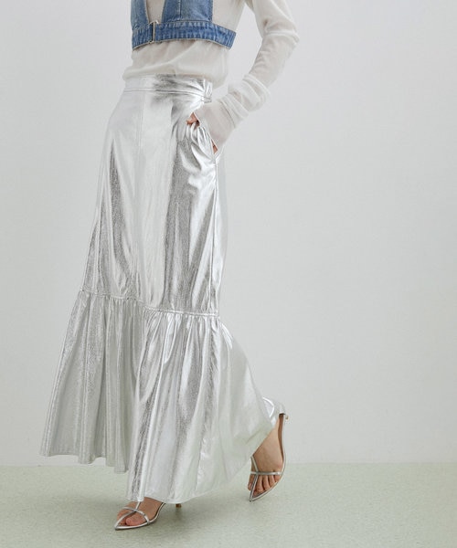 メタリック・ワッシャーナイロンスカート | ADAM ET ROPE’（アダムエロペ）の通販 - &mall