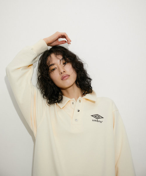 最新品国産UMBRO Collared Sweat PO ネイビー スウェット ポロ トップス