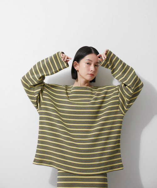 【Miller for ADAM ET ROPE'】別注WAFFLE L/S BORDER TEE