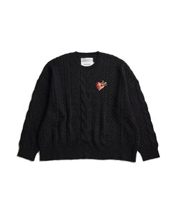 DAIRIKU Heart Spangle Cable Mohair Knit