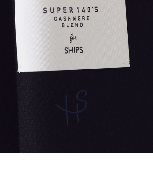 WEB限定】SHIPS: スーパー140'S ウール/カシミヤ ワンポイント ロゴ