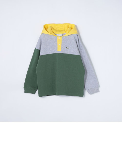 LACOSTE: マルチ カラー ラグビー フード シャツ パーカー<KIDS