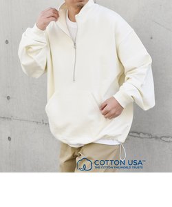 SHIPS any: COTTON USA ハーフジップ ドロスト プルオーバー スウェット◇