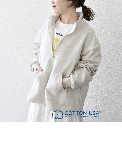 SHIPS any: COTTON USA ハーフジップ ドロスト プルオーバー スウェット◇