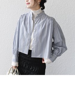 * 〈手洗い可能〉クロップド ギャザー シャツ（ストライプ）24SS ◇