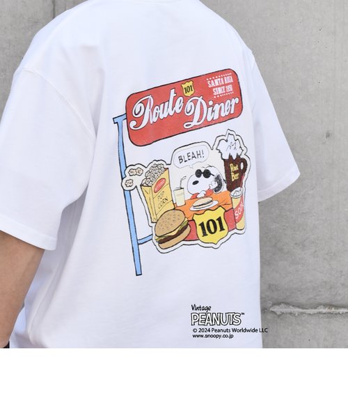 SHIPS any: SNOOPY コラボ カルチャー グラフィック バック プリント Tシャツ◆