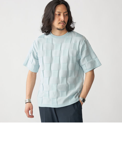 SHIPS:〈手洗い可能〉Amossa(R) シャンティ ブロック リンクス編み ニット Tシャツ