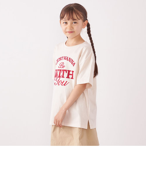 SHIPS any: プリント × 刺繍 ロゴ Tシャツ<KIDS>