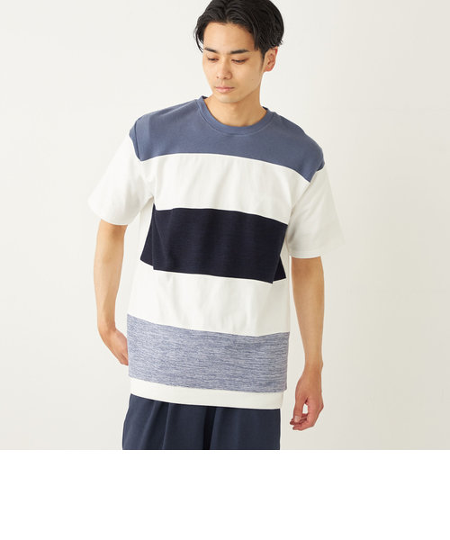 SHIPS Colors:〈手洗い可能〉切り替え ボーダー TEE◇